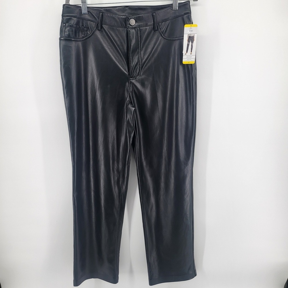Joie Faux Leather Pants Womens 8 Black High Rise Straight Leg 196597215559 new